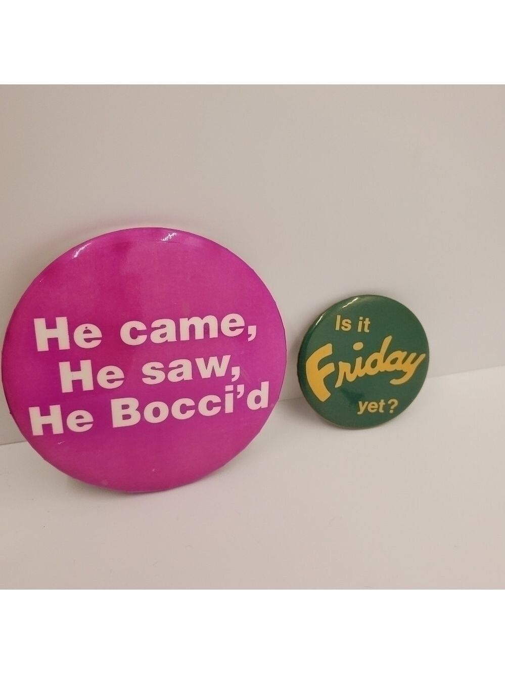 Lot of 2 pins Is it Friday Yet? He Bocci'd